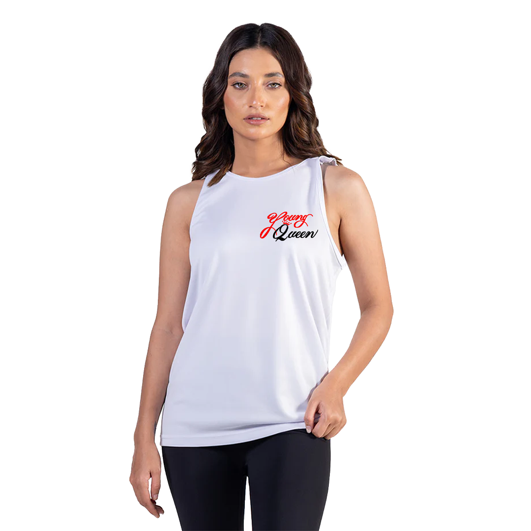 White Tank Top with Red Black Logo thumbnail 1
